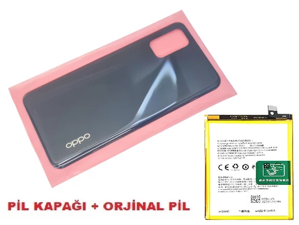 Tkgz Oppo A52 Arka Pil Batarya Kapağı + PİL (CAM) SİYAH