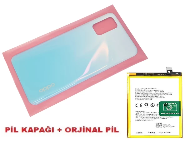 Tkgz Oppo A52 Arka Pil Batarya Kapağı + PİL (CAM) BEYAZ