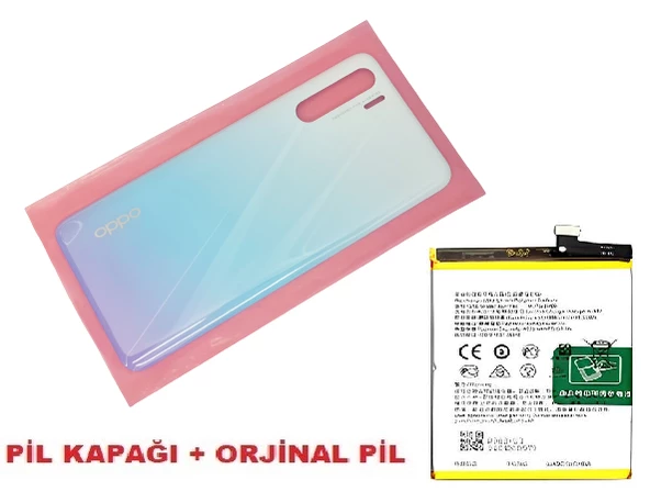Tkgz Oppo A91 Arka Pil Batarya Kapağı + PİL (CAM) BEYAZ ürün görseli