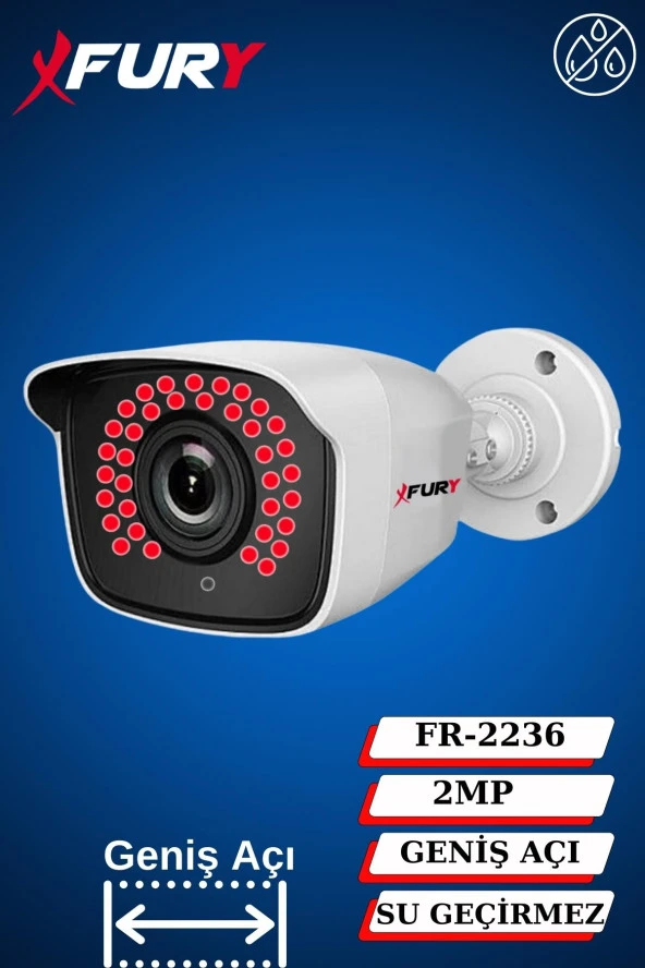 FURY 16 Kamera Geniş Açı 1080P FullHD Görüntü 36 Led Gece Görüşlü-Su Geçirmez  Güvenlik Kamera Seti 320GB - 6