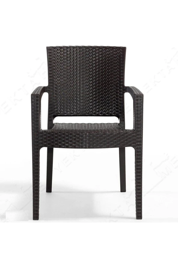 Almina Rattan Masa Takımı 80x140 Camsız Masa 4 Kişilik Rattan Sandalye Seti Bahçe Balkon Teras Takımı - 3