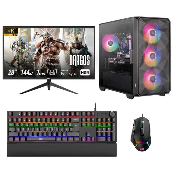 Dragos DRx6783 Ryzen 7 5700X 16GB 1TB NVMe 8GB RTX4060 28 İnç 4K Monitör Oyuncu Bilgisayarı