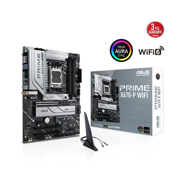 Asus Prime X670-P WIFI AMD X670 6400 MHz (OC) DDR5 Soket AM5 ATX Anakart