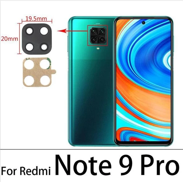 Tkgz Xiaomi Redmi NOTE 9 PRO Arka Kamera Camı Lens Yapışkanlı