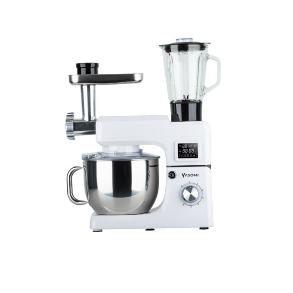 Yasomi 1511bml 7 litre Led Ekranlı Kıyma Çekme Aparatlı Blender Stand Mikser Mutfak Şefi (Beyaz)
