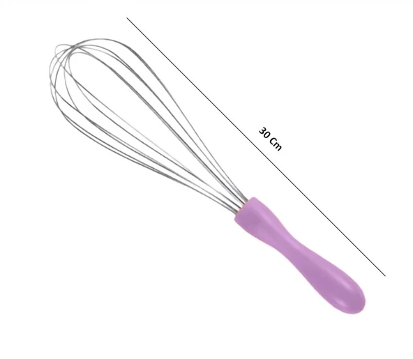 MyBru Paslanmaz Çelik Mor Plastik Saplı El Çırpıcısı (Blender) Büyük Boy - 2