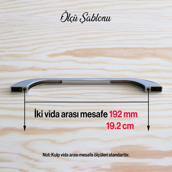 Mobilya Kulp Mutfak Dolabı Çekmece Dolap Kulpları Kapak Kulpu Kulbu Krom Renk 192 mm Metal - Resim 5