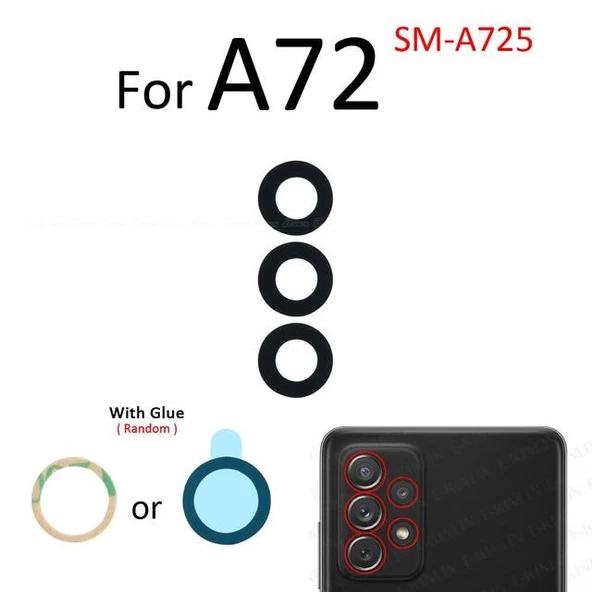 Tkgz Samsung Galaxy A72 Arka Kamera Camı Lens Yapışkanlı ürün görseli 1