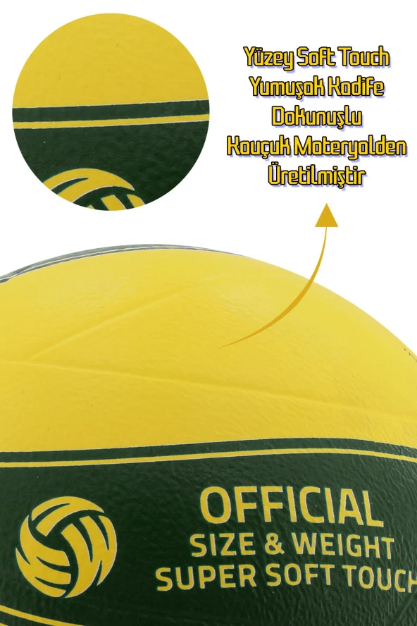 Voleybol Topu Pompalı Dahil Set Kauçuk Beta Dikişsiz Yekpare Üretim Yeşil - 3