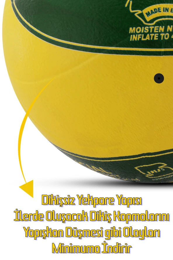 Voleybol Topu Pompalı Dahil Set Kauçuk Beta Dikişsiz Yekpare Üretim Yeşil - 4