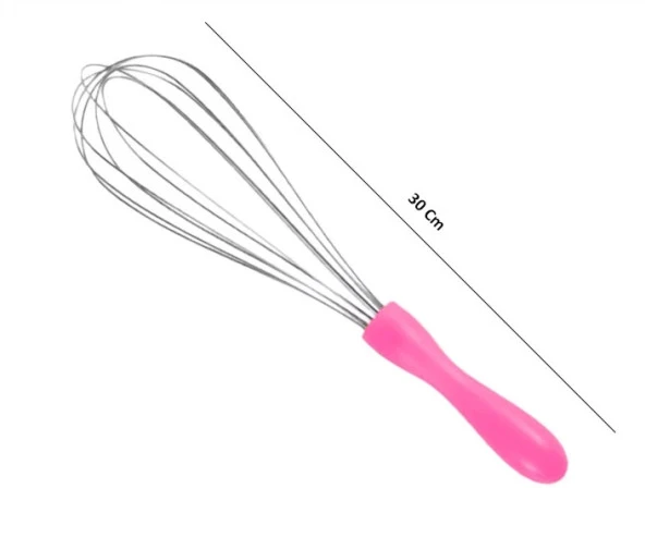 MyBru Paslanmaz Çelik Pembe Plastik Saplı El Çırpıcısı (Blender) Büyük Boy - 2