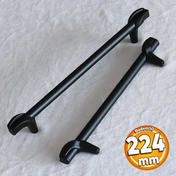 Prade 224 mm Mat Siyah Metal Kulp Mobilya Çekmece Mutfak Dolap Kapak Kulpları Dolabı Kulbu Kulpu