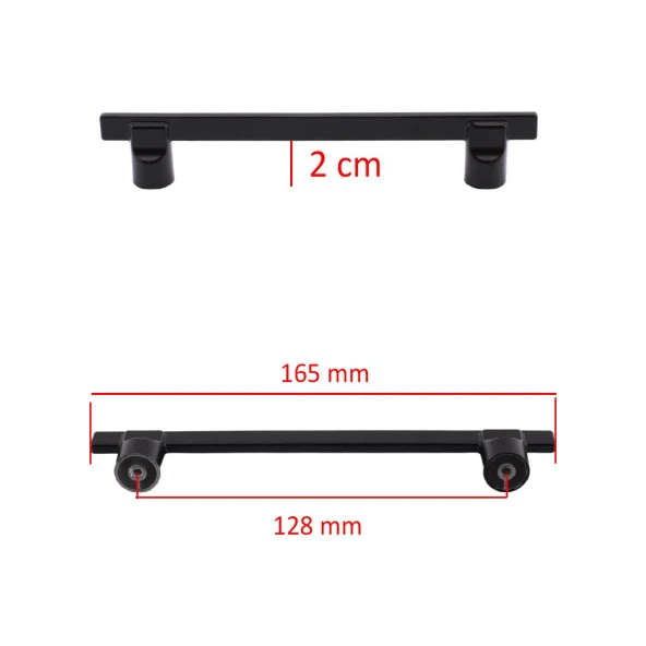 Mobilya Mutfak Dolabı Çekmece Dolap Kapak Kulpu Kulbu Metal 128 mm Siyah Kulp - Resim 2