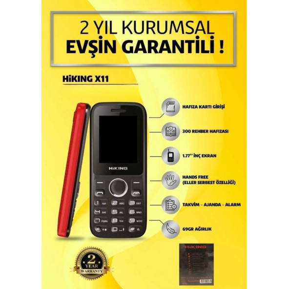 hıkıng x11 tuşlu telefon renk-siyah