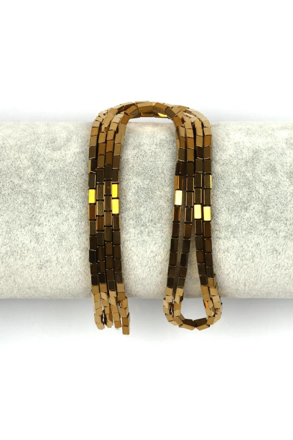 Gold Renk Hematit Dizi 2 x 4 mm Boru Kesim ürün görseli