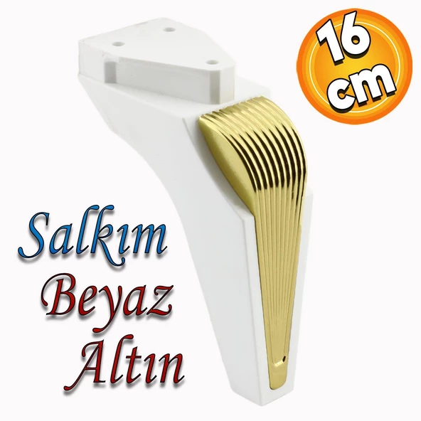 Salkım Mobilya Oturma Grubu Kanepe Sehpa TV Ünitesi Koltuk Ayağı Baza Ayakları Beyaz Altın 16 cm