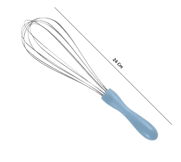 MyBru Paslanmaz Çelik Mavi Plastik Saplı El Çırpıcısı (Blender) Orta Boy - 2
