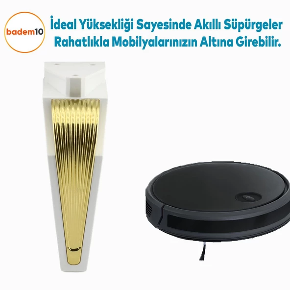 Salkım Mobilya Oturma Grubu Kanepe Sehpa TV Ünitesi Koltuk Ayağı Baza Ayakları Beyaz Altın 16 cm - Resim 5