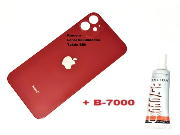 Tkgz İPhone 11 Arka Pil Batarya Kapağı (CAM+B-7000) KIRMIZI