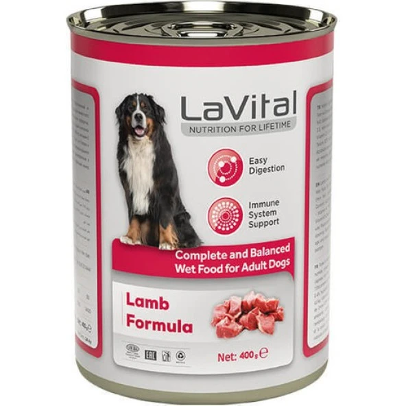 LaVital Lavital Adult Kuzulu  Destekleyici Yetişkin Köpek Konservesi 400 gr