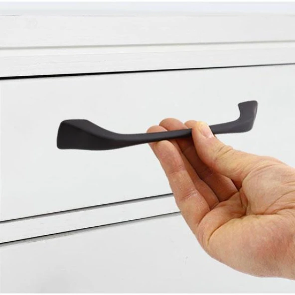 Mobilya Mutfak Dolabı Çekmece Dolap Kapak Kulpu Kulbu 160 mm Siyah Metal Kulp - 4