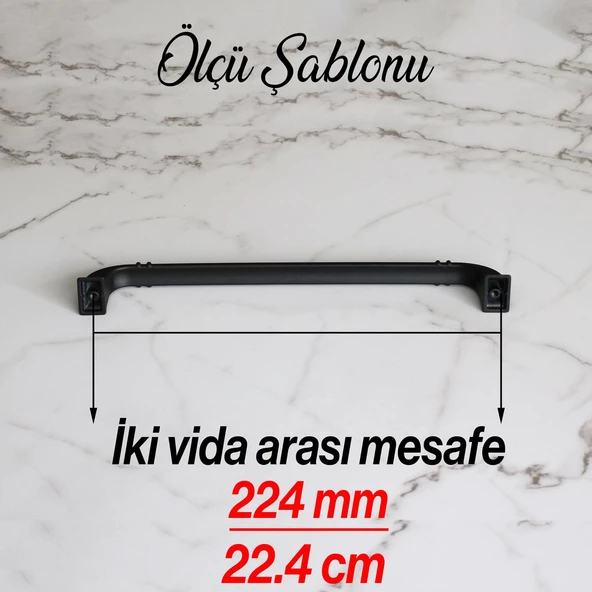 Roma 224 mm Mat Siyah Kulp Metal Mobilya Çekmece Dolap Kapak Mutfak Kulpları Kulbu Dolabı Kulpu - Resim 9