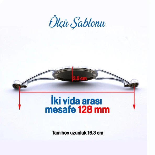 Mobilya Kulp Mutfak Dolabı Çekmece Dolap Kulpları Kapak Kulpu Kulbu Krom Renk 128 mm Metal - Resim 4