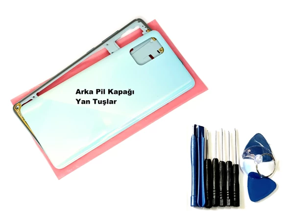 Tkgz Samsung Galaxy A71 (A715) FULL ORJ KASA Arka Pil Batarya Kapağı (TAMİR SETİ) MAVİ