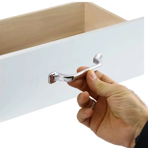 Mobilya Mutfak Dolabı Çekmece Dolap Kapak Kulpu Kulbu 96 mm Krom Metal Kulp - Resim 3