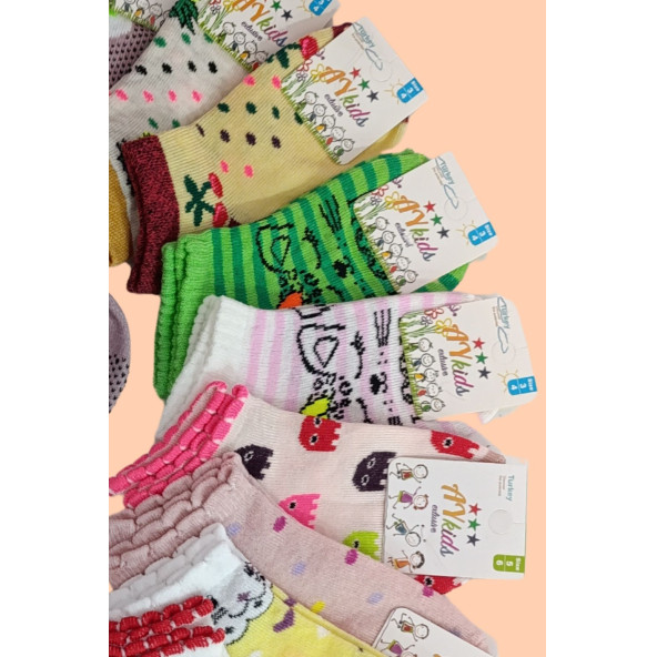 Kız - Erkek Çorap Tenis Model Pamuklu Terletmez (4 ÇİFT) Öğrenci Okul Çocuk Çorabı - 5