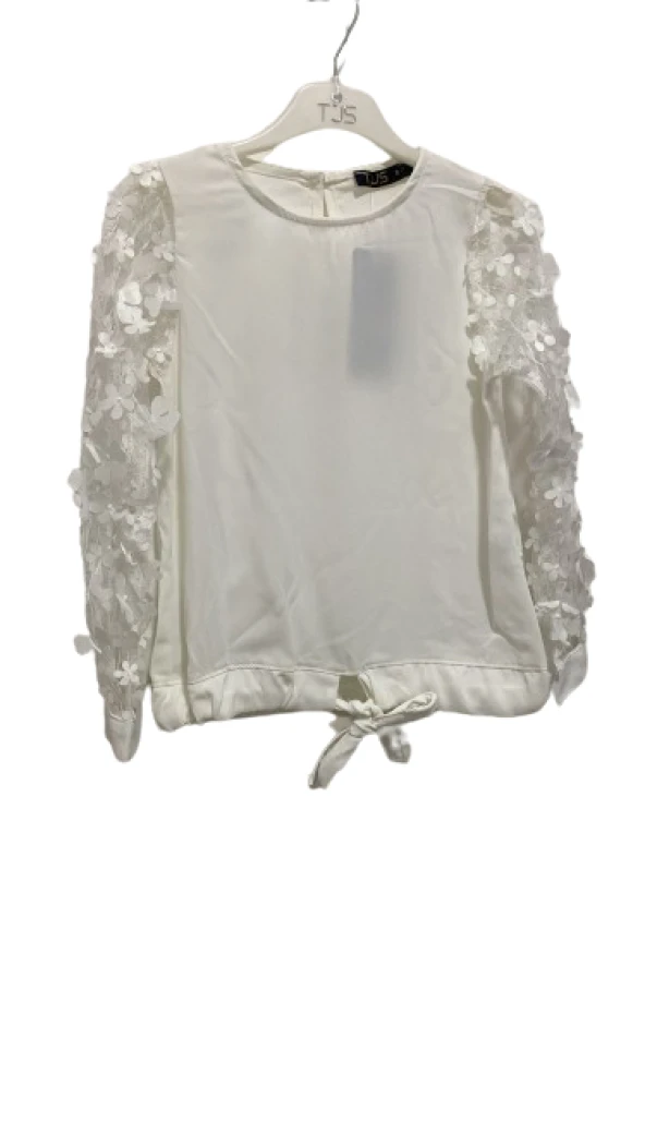 uğurböceğiçocuk Kol Çiçek Detay Baskılı Kız Çocuk Gömlek 1484