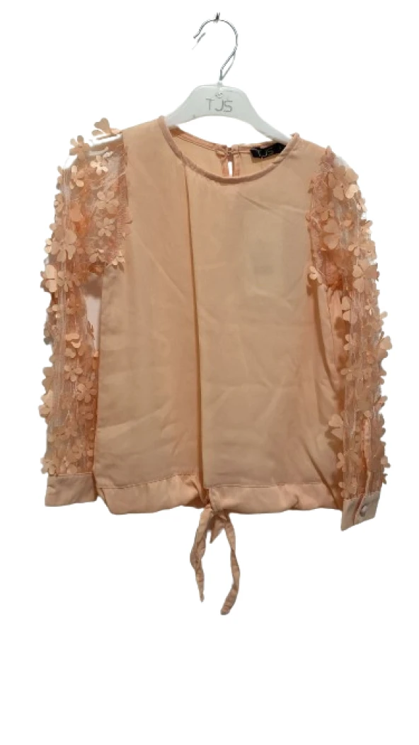 uğurböceğiçocuk Kol Çiçek Detay Baskılı Kız Çocuk Gömlek 1484 - 3