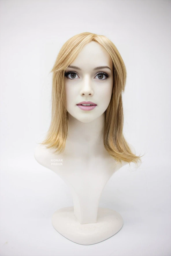 Kısa Boy Düz Fiber Sentetik Peruk - Bal Köpüğü Röfleli - 4