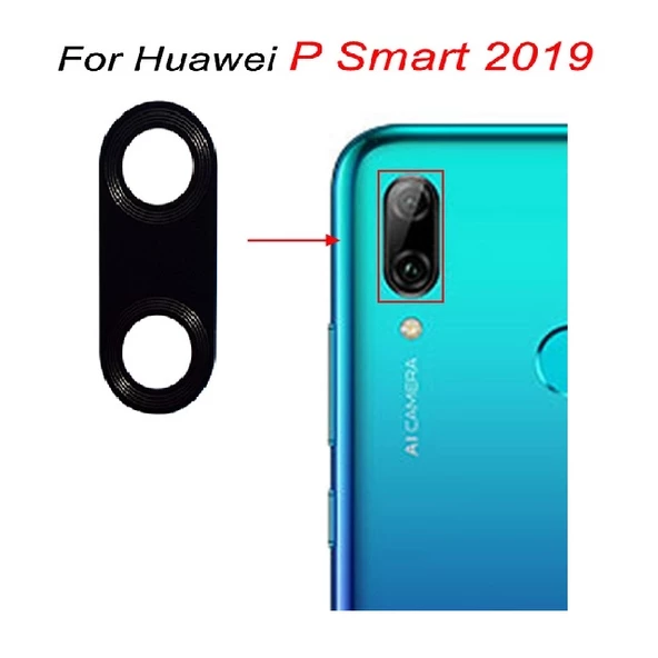Tkgz Huawei Uyumlu P Smart 2019  Arka Kamera Camı Lens Yapışkanlı