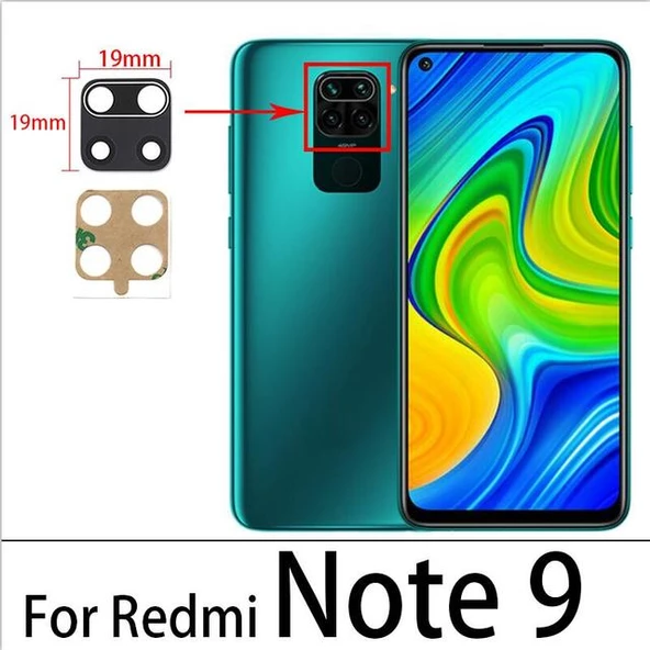 Xiaomi Redmi NOTE 9 Arka Kamera Camı Lens Yapışkanlı