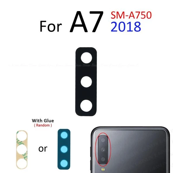 Samsung Galaxy A7 A750 2018 Arka Kamera Camı Lens Yapışkanlı