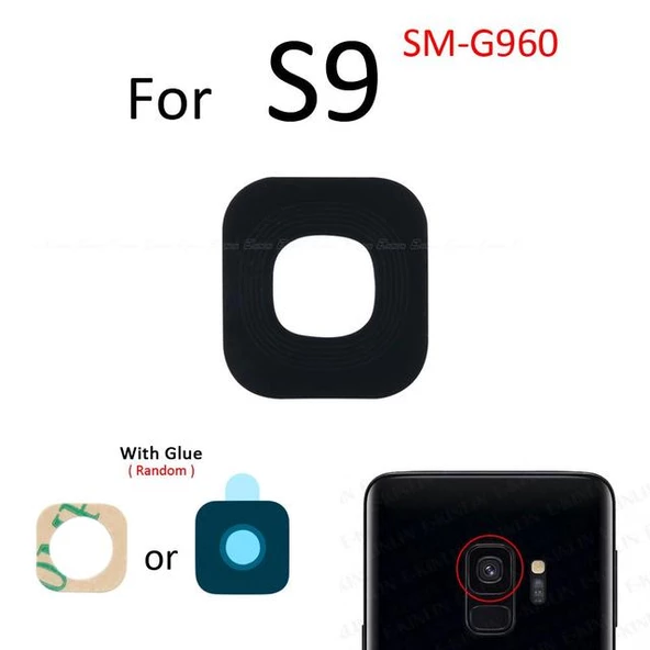Samsung Galaxy S9 Arka Kamera Camı Lens Yapışkanlı
