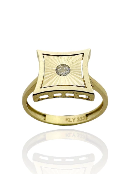 Özel Tasarım Modern Stil Prizma Kalemli 8 Ayar Altın Yüzük - Resim 2