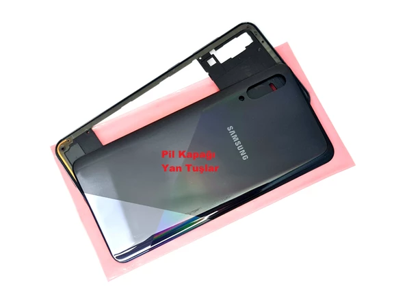 Samsung Galaxy A30S A307 FULL KASA Arka Pil Batarya Kapağı (TAMİR SETİ) SİYAH - Resim 2