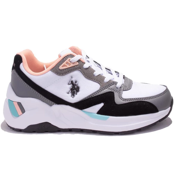 U.s Polo Assn Husky Fx Beyaz Siyah Ortopedik Günlük Kadın Spor Ayakkabı - Resim 2