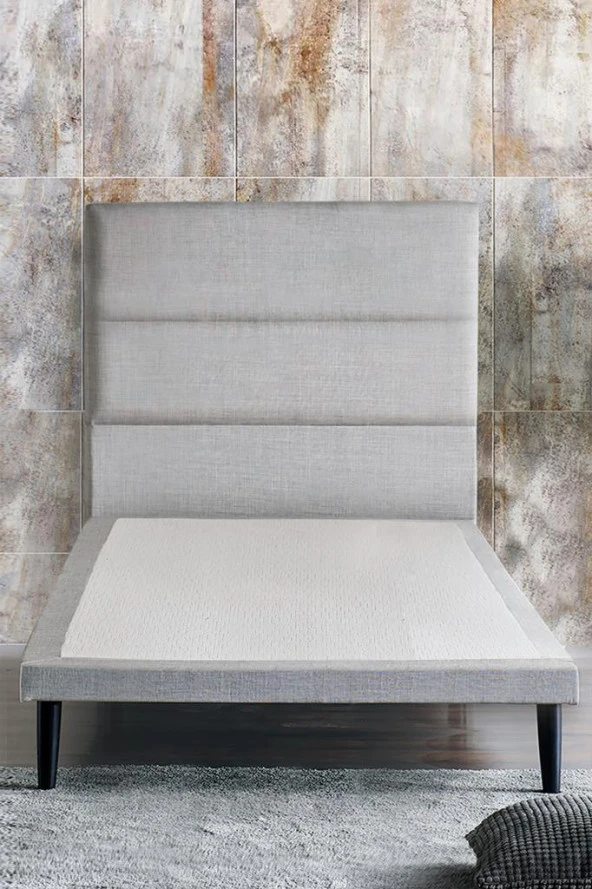Niron Slim Baza ve Başlık Takımı - 120x200 Tek Kişilik Kumaş Kaplı Metal Karyola ve Başlık Seti - 2