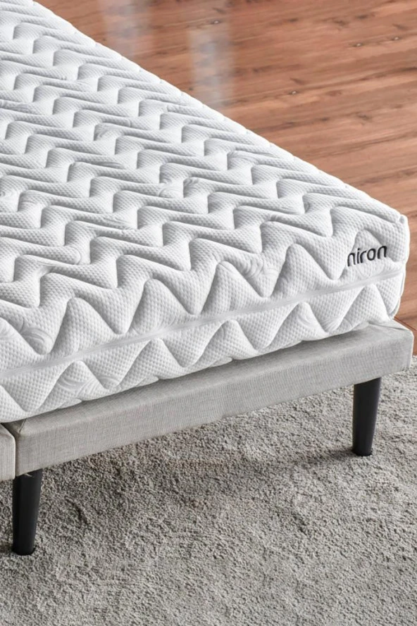 Niron Slim Baza ve Başlık Takımı - 90x200 Tek Kişilik Kumaş Kaplı Metal Karyola ve Başlık Seti - 6