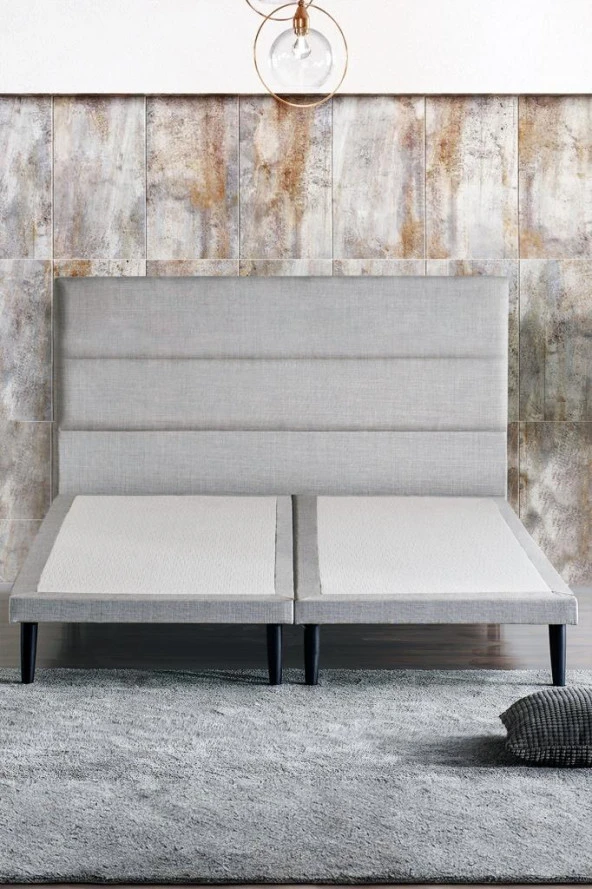Niron Slim Baza ve Başlık Takımı - 140x200 Çift Kişilik Kumaş Kaplı Metal Karyola ve Başlık Seti - 2