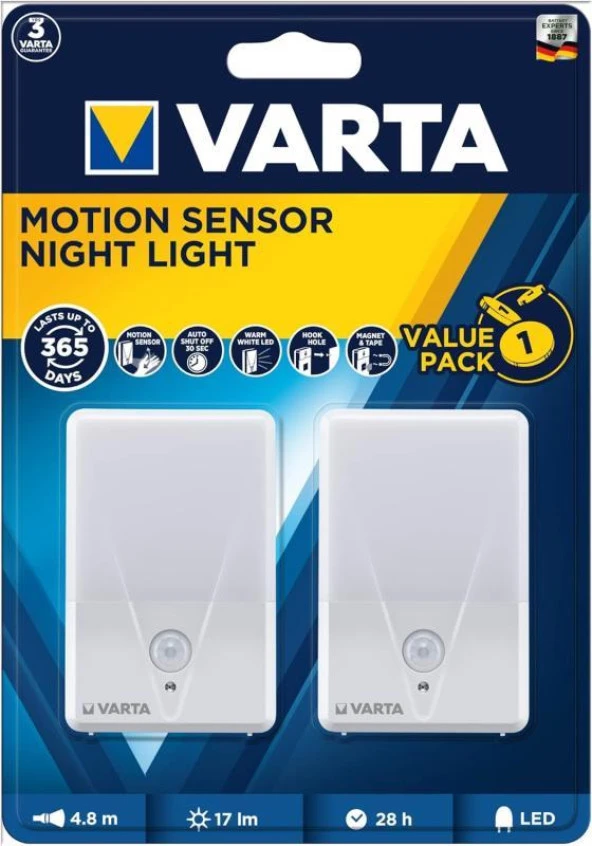 VARTA Hareket sensörlü LED gece lambası 2'li Paket