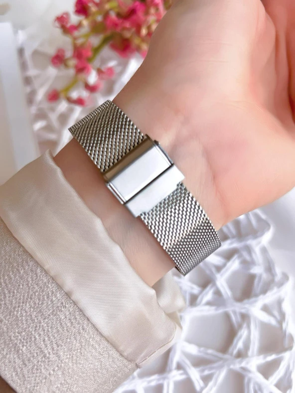 FERRO Silver Hasır Kordonlu Renk Atmaz 30 Metre Suya Dayanıklı Özel Tasarım Kadın KolSaati 81753 - 4