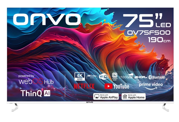 Onvo OV75F500 75'' 190 Ekran Uydu Alıcılı 4K Ultra HD Smart LED TV (Çerçevesiz)