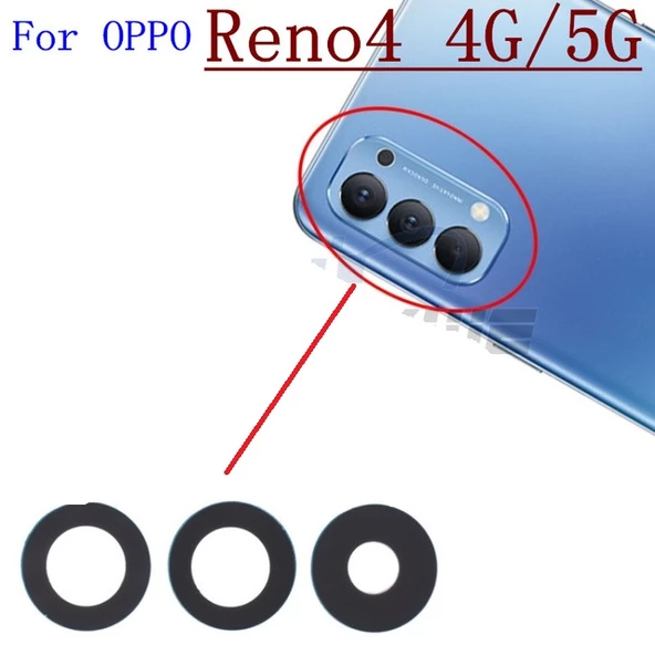 Tkgz Oppo Reno 4 Arka Kamera Camı Lens Yapışkanlı