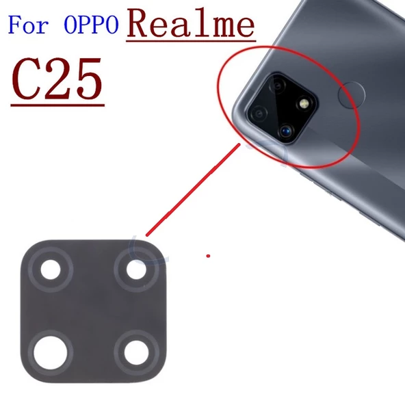 Tkgz Oppo Realme C25 Arka Kamera Camı Lens Yapışkanlı