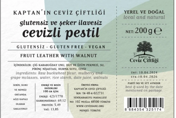 Glütensiz ve Şeker İlavesiz Geleneksel Lezzet Cevizli Pestil 200 g - 2