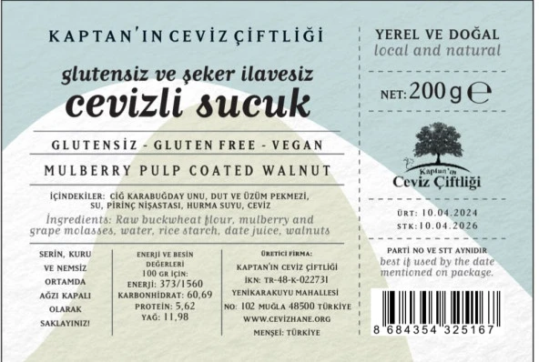 Glütensiz ve Şeker İlavesiz Geleneksel Lezzet Cevizli Sucuk 200 g - 2